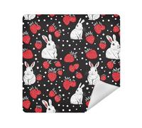 Beauty case in tessuto autoadesivo magico da viaggio, organizer da viaggio, 35 x 33,8 cm, organizer per donne, Coniglio puntini e fragole Vivid Seamless Picture, 13.8x13.8in