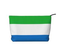 Beauty case in velluto a coste con bandiera della Sierra Leone, organizer per cosmetici e articoli da toeletta con cerniera, pratica borsa per trucco da donna, nera, taglia unica