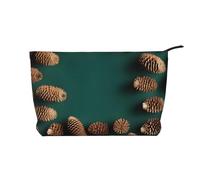 Beauty case in velluto a coste con bordo a forma di pigna, con cerniera, astuccio per cosmetici, per viaggi, articoli da toeletta e uso quotidiano