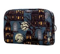 Beauty case infestate da Halloween, con albero morto, lapide, borsa da viaggio per articoli da toeletta da viaggio, grande, pratica borsa organizer con cerniera, Multi, 18.5x7.5x13cm/7.3x3x5.1in,