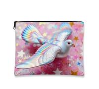 Beauty case iridescente con colomba iridescente, astuccio da viaggio per donne, astuccio portatile con cerniera, perfetto per la cura della pelle e articoli da toeletta, ottimo regalo per le vacanze