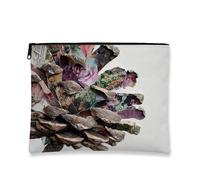 Beauty case ispirato alla natura, con pigne e stampa floreale, borsa da viaggio per donne, organizer portatile con cerniera, perfetta per festival estivi e regali, bianco, 7x9 Inch, Pigna