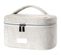 Beauty case leggero in poliestere con interni spaziosi divisori multipli e sezioni in rete per un'efficace gestione dei cosmetici e della cura della pelle (grigio chiaro)