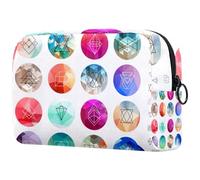 Beauty case moderno con grafici astratti da donna, borsa da viaggio per articoli da toeletta grandi, pratica borsa organizer con cerniera, Multi, 18.5x7.5x13cm/7.3x3x5.1in, Beauty case