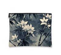 Beauty case monocromatico con motivo floreale, con orchidea bianca e nera, borsa da viaggio per donne, organizer leggero con cerniera, perfetta per l'uso quotidiano, regalo per primavera ed estate