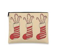 Beauty case natalizio con bastoncini di zucchero a righe, borsetta per cosmetici da donna, piccola borsa portatile in tela con cerniera, borsa da toilette invernale, Rosso, 7x9 Inch, Candy Cane