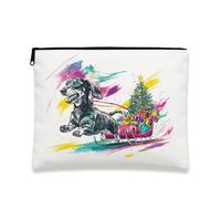 Beauty case natalizio con cane, borsa da viaggio colorata per cosmetici, borsa da viaggio per donne, organizer portatile in tela con cerniera, borsa da toilette per la cura della pelle delle vacanze