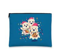 Beauty case natalizio con fantasma, carino astuccio per cosmetici da donna, organizer portatile in tela con cerniera, borsa da toilette per la cura della pelle, Blu, 7x9 Inch, Fantasmi