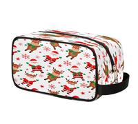 Beauty case natalizio con fiocco di neve e Babbo Natale, per viaggi, trousse per cosmetici, borsa da barba impermeabile in poliestere per uomini, donne e bambini, organizer portatile per bagno