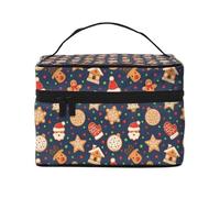Beauty case natalizio con pan di zenzero, graziose borse per cosmetici da donna, borsa da toilette, grande borsa organizer da viaggio per il trucco