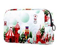Beauty case natalizio con paradiso delle meraviglie innevate per donne, beauty case da viaggio grande e pratico astuccio organizer con cerniera, Multi, 18.5x7.5x13cm/7.3x3x5.1in, Beauty case