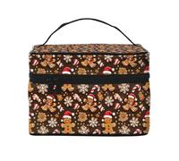 Beauty case natalizio con stampa di omino di pan di zenzero, graziose borse per cosmetici da donna, grande borsa organizer da viaggio per il trucco