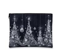 Beauty case natalizio con vortici argentati, astuccio da viaggio per cosmetici da donna, piccola borsa portatile in tela con cerniera, borsa da toilette per le vacanze, nero, 7x9 Inch, Borsa