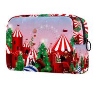 Beauty case natalizio da donna, con motivo paradiso delle meraviglie di Natale, per articoli da toeletta da viaggio, grande, pratica borsa organizer con cerniera, Multi, 18.5x7.5x13cm/7.3x3x5.1in,