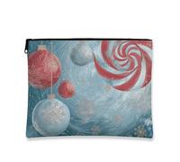 Beauty case natalizio, fiocchi di neve e ornamenti, borse da viaggio per donne, piccola borsa portatile in tela con cerniera, organizer per articoli da toeletta per le vacanze, Blu, 7x9 Inch, Custodia