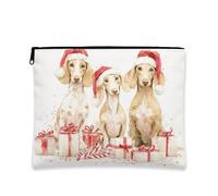 Beauty case natalizio per cani, grazioso borsello da viaggio per cosmetici, da donna, portatile, in tela, con cerniera, per la cura della pelle delle vacanze, bianco, 7x9 Inch, Cani