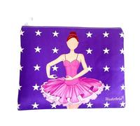 Beauty case o astuccio Granada Fenicottero - Design doppio lato - Fondo bianco a pois neri - 22 x 17 cm - Impermeabile - Borsa da toilette, trucco o materiale scolastico, Sara - Sfondo Viola Con