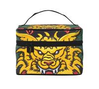 Beauty case organizer, grande borsa da viaggio con stampa di funghi dopo la pioggia, con cerniera, per donne e truccatori, borsa quadrata portatile, Logo Tiger Head, Taglia unica