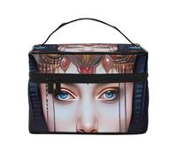 Beauty case organizer, grande borsa da viaggio con stampa di gatto in peluche con cerniera, per donne e truccatori, borsa quadrata portatile, Donna Ascoltando Musica, Taglia unica