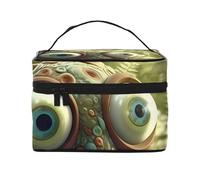 Beauty case organizer, grande borsa da viaggio con stampa di rana strana con cerniera, per donne e truccatori, borsa quadrata portatile, Strana Rana, Taglia unica