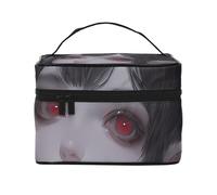 Beauty case organizer, grande borsa da viaggio con stampa di rana strana con cerniera, per donne e truccatori, borsa quadrata portatile, Occhi rossi e orecchie di gatto, Taglia unica