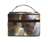Beauty case organizer, grande borsa da viaggio con stampa di rana strana con cerniera, per donne e truccatori, borsa quadrata portatile, Musicista, Taglia unica