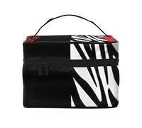 Beauty case organizer, grande borsa da viaggio con stampa leopardata con cerniera, per donne e truccatori, borsa quadrata portatile, Leopardo rosso e zebrato animale, Taglia unica
