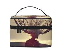Beauty case organizer, grande borsa per cosmetici da viaggio con stampa di ragazza manga con cerniera per donne e truccatori, borsa quadrata portatile, Uomo cornuto, Taglia unica