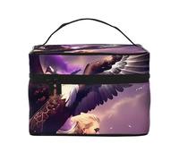 Beauty case organizer, grande borsa per cosmetici da viaggio stampata con cerniera per donne e truccatori, borsa quadrata portatile, Aquila e la Bestia, Taglia unica