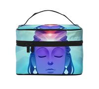 Beauty case organizer, grande borsa per cosmetici da viaggio stampata con cerniera per donne e truccatori, borsa quadrata portatile, Siediti fermo, Taglia unica