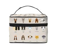 Beauty case organizer grande, rosa con stampa tramonto sulla spiaggia, borsa da viaggio con cerniera, per donne e truccatori, borsa quadrata portatile, Razza canina, Taglia unica