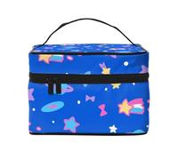 Beauty case organizer, grandi ghirlande con bei fiori stampati borsa da viaggio con cerniera per donne e truccatori borsa quadrata portatile, Cartoon Space, Taglia unica