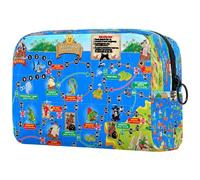 Beauty case per bambini, motivo: cacciatori di tesori in stile cartone animato, da donna, per articoli da toeletta da viaggio, grande, pratica borsa organizer con cerniera, Multi,
