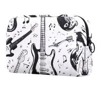 Beauty case per chitarra e note musicali da donna, borsa da viaggio per articoli da toeletta grandi e pratica borsa organizer con cerniera, Multi, 18.5x7.5x13cm/7.3x3x5.1in, Beauty case
