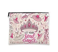 Beauty case per danza classica, elegante astuccio per cosmetici vintage da donna, organizer portatile in tela con cerniera, perfetto per la cura della pelle e i viaggi, Pesca, 7x9 Inch, Balletto