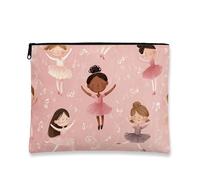 Beauty case per danza classica, graziosa borsetta da viaggio per ragazze, piccola borsa portatile in tela con cerniera, borsa per la cura della pelle quotidiana, Pesca, 7x9 Inch, Balletto
