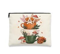 Beauty case per il Ringraziamento con cane Brittany, grazioso astuccio da viaggio per donne e ragazze, organizer portatile in tela con cerniera, 17,8 x 22,9 cm