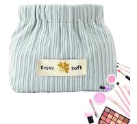 Beauty case per il trucco in velluto a coste 13 x 5 x 12 cm | cosmetico con trucco da viaggio, scomparti multipli, portatile, facile da riporre | uso quotidiano di viaggio, blu, Consulte la
