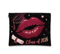 Beauty case per lauree, con stampa di labbra audaci, per donne, elegante organizer con cerniera, regalo per le celebrazioni per la stagione primaverile, 17,8 x 22,9 cm