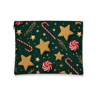 Beauty case per le vacanze, con stelle di pan di zenzero e bastoncini di zucchero, astuccio da viaggio per donne, piccola borsa portatile in tela con cerniera, borsa da toilette natalizia per la cura