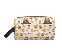 Beauty case per uomini e donne, grazioso barattolo di miele con ape e orso alveare borsa da viaggio borsa cosmetica, borsa da toilette da appendere borsa da barba per accessori da viaggio