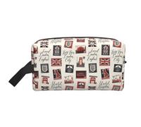 Beauty case per uomini e donne, stampa con francobolli dell'Inghilterra, borsa da toilette da viaggio borsa cosmetica, borsa da toilette da appendere borsa da barba per accessori da viaggio