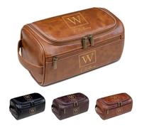 Beauty case personalizzato da uomo, kit da viaggio in pelle, borsa cosmetica con incisione personalizzata, regalo per papà, marito, fidanzato, testimoni dello sposo, compleanno, Natale, festa del papà