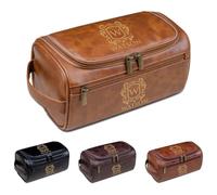 Beauty case personalizzato da uomo, kit Dopp personalizzato in pelle PU con iniziali incise, borsa da barba da viaggio regalo per testimoni dello sposo, papà, marito, festa del papà, Natale