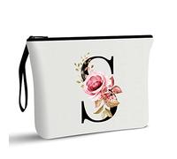 Beauty case personalizzato dalla A alla Z, regalo di compleanno per donne e mamme, regalo per la migliore amica, borsa cosmetica per sposa e damigella d'onore, Signore (S)