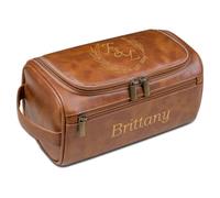 Beauty case personalizzato in pelle con gancio, regalo personalizzato per testimoni dello sposo, monogramma con nome inciso, kit da viaggio per marito, papà, Natale, compleanno, festa del papà