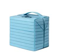 Beauty case pieghevole da viaggio, organizer per trucchi da donna, grande borsa da toilette con scomparti impermeabili senza fuoriuscite e divisori rimovibili (marrone), Blu, Classico