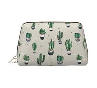 Beauty case portatile con cactus verde, con divisore, borsa da toeletta da viaggio, Oro, One Size