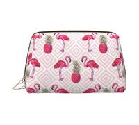 Beauty case portatile con fenicottero e ananas rosa con divisore da viaggio, Oro, One Size