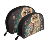 Beauty case portatile con motivo cane, organizer da viaggio con cerniera e scomparti interni, Gufo Anime, Taglia unica